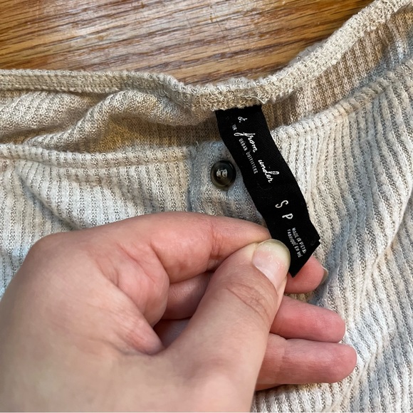 Out from Under light gray ribbed henley romper size small - Picture 3 of 4